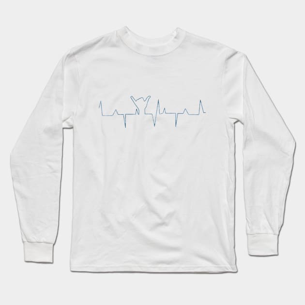 Shaka Surfer Heartbeat Blue Long Sleeve T-Shirt by Coumenole Design